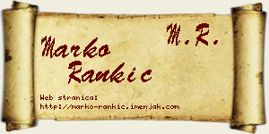 Marko Rankić vizit kartica